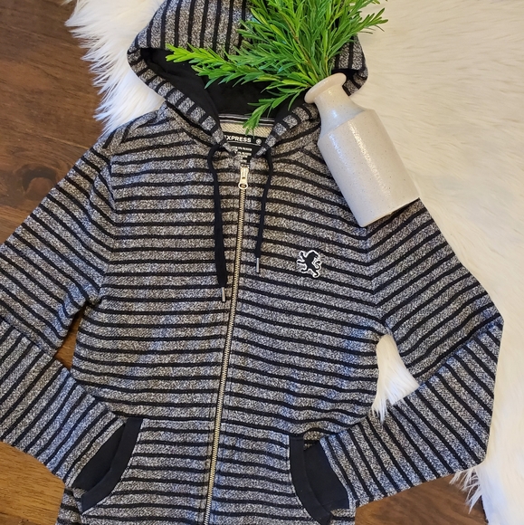 Express Black/Grey Stripped Jacket | sz XS - Picture 3 of 7